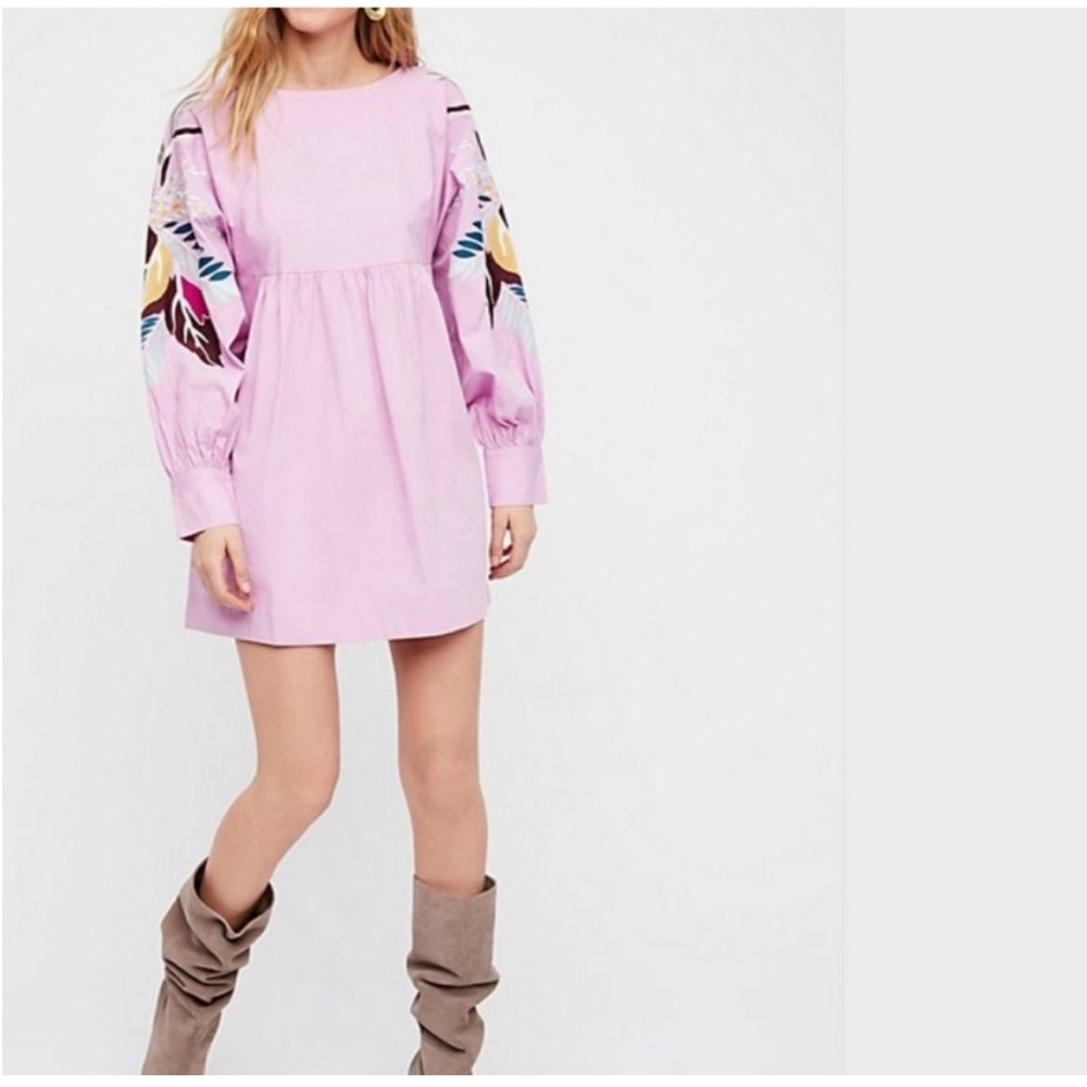 Free people mini obsessions embroidered sleeve oversized woman's dress size M